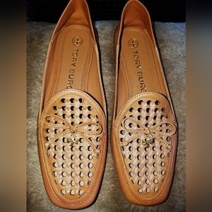 New Size 7 Tory BurchTory Charm Woven Leather Loafers